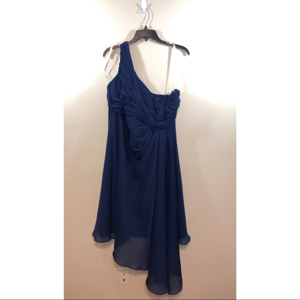 DAVID'S BRIDAL Short One Shoulder Chiffon Dress - Picture 2 of 5